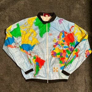 Vintage 80's Ty-Breakers Globe Map All Over Paper Jacket